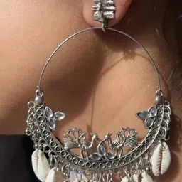 Samridhi DC Silver-Plated Contemporary Oxidised Chandbalis image 3