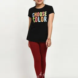 IndiWeaves Girls Pack Of 4 Printed Skin friendly dyes Pure Cotton Ankle Length Leggings image 5
