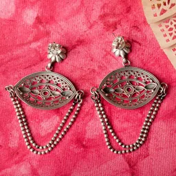 Shyle Silver-Plated 925 Sterling Silver Classic Drop Earrings image 2