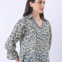 design me fashion and craft Casual Ruffled Sleeves Solid Women Beige Top image 4