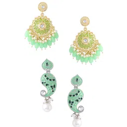 Yellow Chimes Set Of 2 Silver-Plated Contemporary Drop Earrings image 2