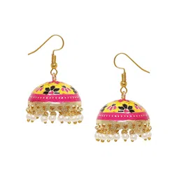 OOMPH Gold-Plated Artificial Beads Dome Shaped Jhumkas image 3