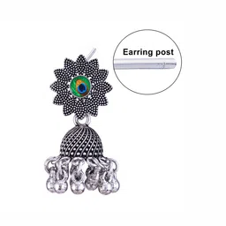 MEENAZ Set Of 3 Stainless Steel Silver Plated Artificial Stones and Beads Studded Earrings image 2