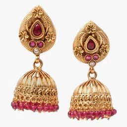 justpeachy Artificial Stones Gold Plated Jhumkas image 2