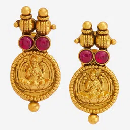 Kushal's Fashion Jewellery 92.5 Pure Silver Gold-Plated Stone-Studded Classic Jhumkas image 2