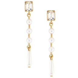 JOKER & WITCH Gold-Toned & Pearl Contemporary Drop Earrings image 4