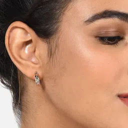 AMI Rose Gold Contemporary Half Hoop Earrings image 2