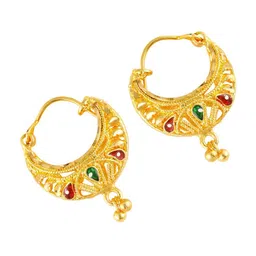 MEENAZ Set of 2 Gold-Plated Classic Hoop Earrings image 2