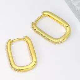 MYKI Gold-Plated Cubic Zirconia-Studded Contemporary Hoop Earrings image 4
