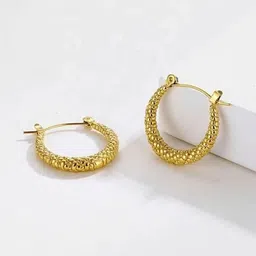 VIEN Gold-Plated Oval Shaped Hoop Earrings image 3