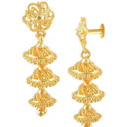 Vighnaharta Gold-Plated Floral Drop Earrings image 2