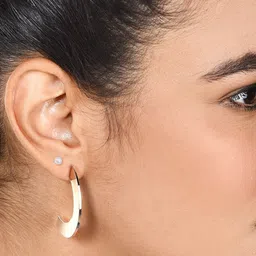AMI Set of 6 Gold-Plated & Rose Gold Contemporary Stud & Hoop Earrings image 2