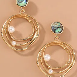 Peora Gold-Plated Contemporary Stone Studded Drop Earrings image 5