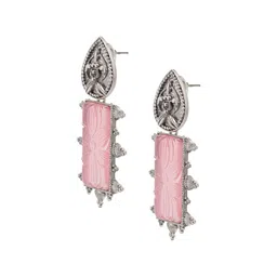 Shining Jewel - By Shivansh Silver-Plated Cubic Zirconia Contemporary Drop Earrings image 3