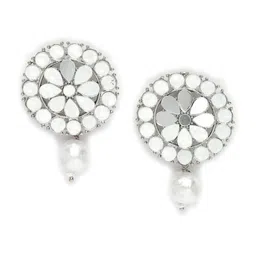 ADIVA Silver-Plated Circular Stud Earrings image 4
