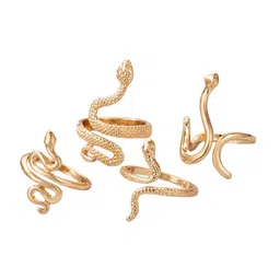 Shining Diva Fashion Set Of 4 Gold-Plated Adjustable FingerRing image 2