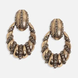 SOHI Gold-Plated Contemporary Drop Earrings image 5