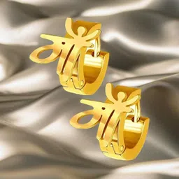 VIEN Unisex Gold-Plated Stainless Steel Cubic Zirconia Contemporary Hoop Earring image 2