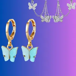 Pinapes Set Of 2 Gold-Plated Contemporary Hoop Earrings image 2