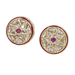 Anouk Maroon Gold-Plated Contemporary Studs image 2
