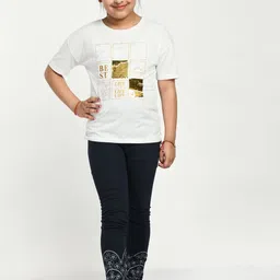 IndiWeaves Girls Pack Of 3 Printed Skin friendly dyes Pure Cotton Ankle Length Leggings image 3