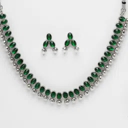Anouk Silver-Plated CZ-Studded Necklace & Earrings image 3