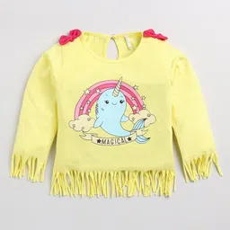 Toonyport Girls Yellow & Pink Printed Pure Cotton T-shirt with Trousers image 3