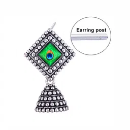 MEENAZ Set Of 3 Stainless Steel Silver Plated Artificial Stones and Beads Studded Earrings image 3