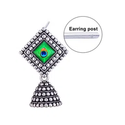 MEENAZ Set Of 3 Silver-Plated Dome Shaped Jhumkas image 3