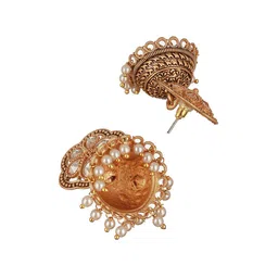 Jazz and Sizzle Gold-Plated Dome Shaped Kundan Studded Jhumkas image 5