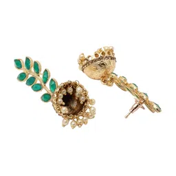 Kennice Women Gold-Plated Dome Shaped Jhumkas Earrings image 3