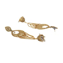 ANIKAS CREATION Gold-Plated Teardrop Shaped Jhumkas Earrings image 3