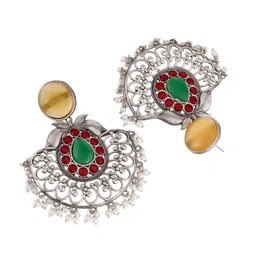 DASTOOR Gold Plated Artificial Stones Chandbalis image 3