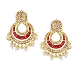 Fida Gold Plated Red Contemporary Chandbalis Earrings image 4