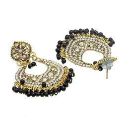Shining Jewel - By Shivansh Gold-Plated Cubic Zirconia Studded Contemporary Chandbalis image 3