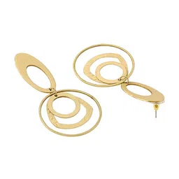 Yellow Chimes Gold-Plated Geometrical Shape Linked Dainty Earrings image 3