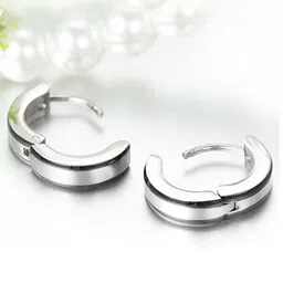 VIEN Silver-Plated Circular Hoop Earrings image 2