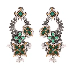 Priyaasi Silver-Plated Floral Drop Earrings image 4