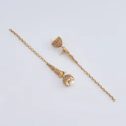 Kushal's Fashion Jewellery Gold-Plated Stone Studded Dome Shaped Jhumkas image 3