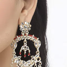 Anouk Gold-Toned Gold-Plated Kundan Contemporary Drop Earrings image 3