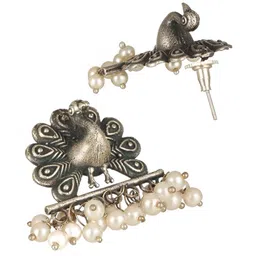 Anouk Silver Plated Peacock Shaped Studs Earrings image 5