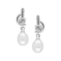 sri jagdamba pearls dealer Sri Jagdamba Gold-Plated Pearls Studded Contemporary Shaped Drop Earrings image 5