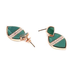 Mali Fionna Gold-Plated Stone Studded Leaf Shaped Drop Earrings image 2