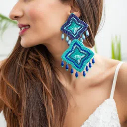 Fida Blue Contemporary Drop Earrings-picture-16