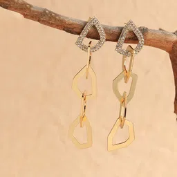 SOHI Gold-Plated Contemporary Drop Earrings image 3