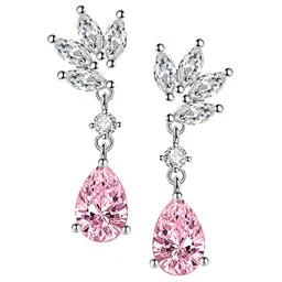 Designs & You Silver-Plated CZ-Studded Teardrop Shaped Drop Earrings image 2