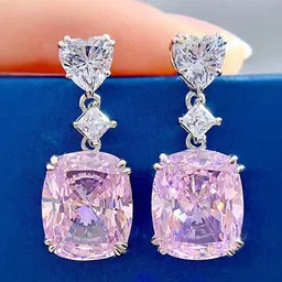 Jewels Galaxy Silver-Plated American Diamond-Studded Drop Earrings image 2