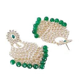 Yellow Chimes Gold-Plated Kundan Studded Contemporary Chandbalis image 3