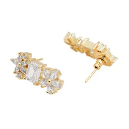 HOT AND BOLD Gold-Plated Zircon Studded Classic Studs Earrings image 5