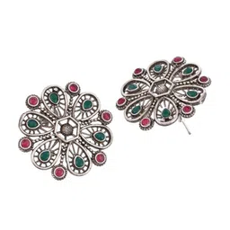 DASTOOR Silver-Plated Oxidised Studs Earrings image 3